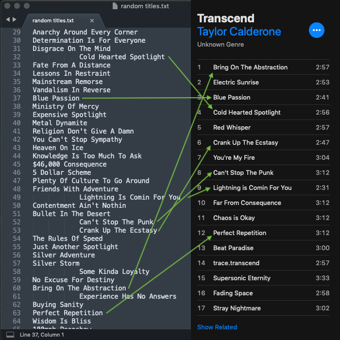 Transcend OST trackslist